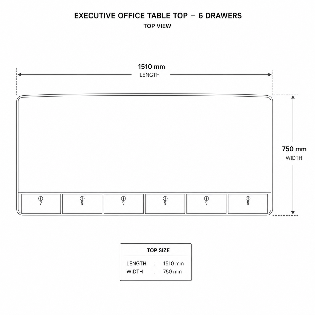 Office Table dimensions diagram